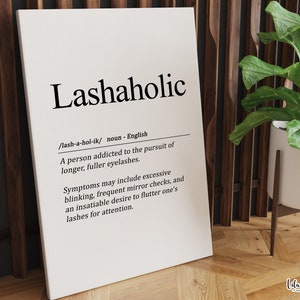 Lashaholic Definition Print Lash Technician Décor | Makeup Artist Wall | Beauty Salon | Aesthetics Gift | Lash Salon Décor | Lash Tech gift