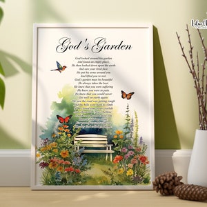 Gods Garden, He Is Gone, In Loving Memory, Deceased Loved One, Memorial Poem Sympathy Gift Mourning Religious Gifts Loss Of Dad Loss Of Mum
