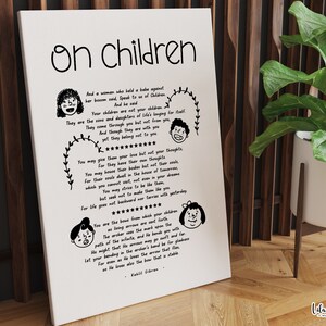 On Children Kahlil Gibran Children Poem Print, Children Décor Poem ...