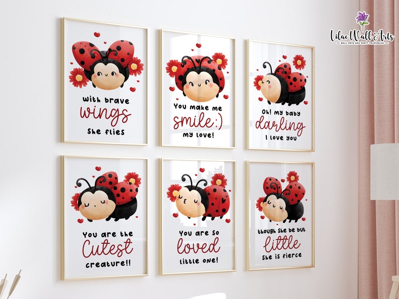 Ladybug Nursery Print Set: Girl's Bedroom Decor (digital Download) - Etsy