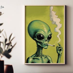 Green Alien Smoking