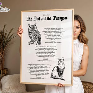 Lámina artística con el poema "El búho y la gatita": Edward Lear (Descarga digital)