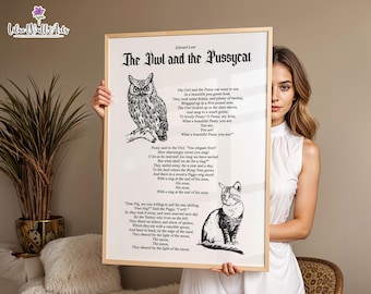 The Owl and The Pussycat Poem Art Print: Edward Lear (Digital Download)