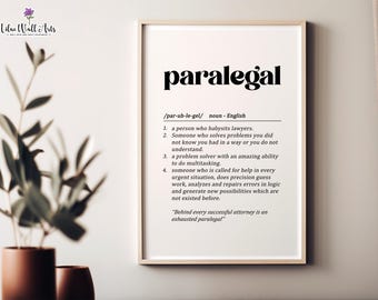 Impresión con la definición de asistente legal: decoración para despacho de abogados, regalo para abogados (descarga digital)