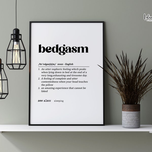 Bedgasm Definition Print | Bedroom Art | Couples Gift | Bedroom Wall Art | Bedroom Décor | Above Bed Wall Art | Above Bed Decor | Home Print
