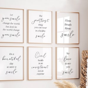 Set of 6 Dental Quote Prints Dental Assistant, Zähne Dentist Décor, Smile Quote Dentistry Wall Art Dentist Quote Dentist Poster Dental Print