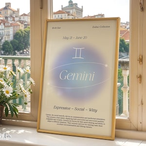 Zodiac Gemini wall art Gemini art print Gemini constellation wall art zodiac birthday gift for her Star Sign Print Zodiac constellation art
