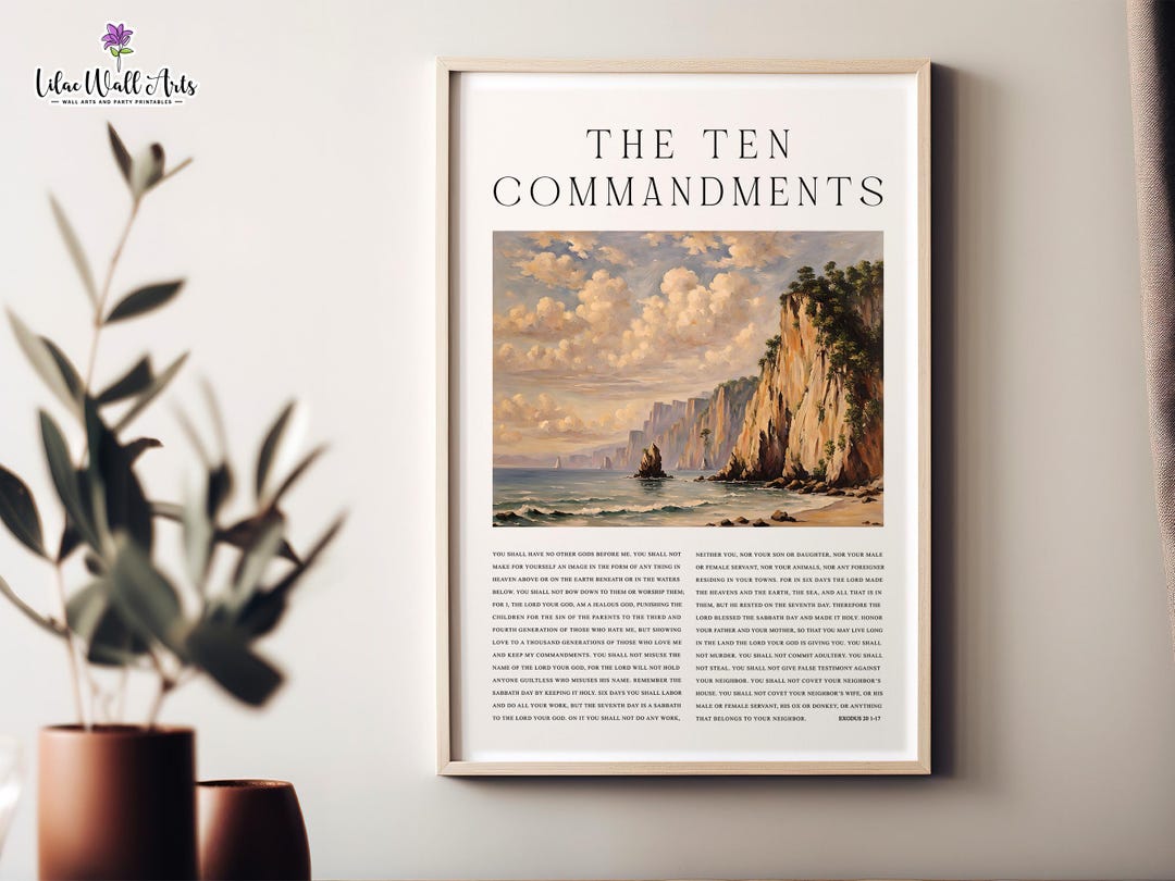 Ten Commandments Poster, Christian Scripture Art (digital Download) - Etsy