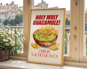 Lámina decorativa retro de guacamole: divertida decoración mexicana para la cocina (descarga digital)