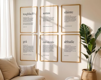 Set of 6 Irish Poster: Irish Decor, Ireland Art, Gaeilge print (Digital Download)