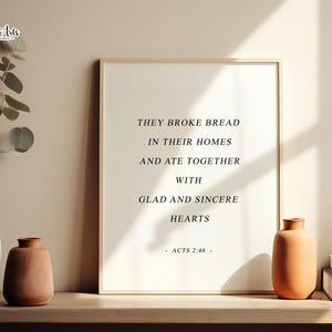 Acts 2 Broke bread together: Bible kitchen print Christian Minimalist Wall Art (Digital Download)
