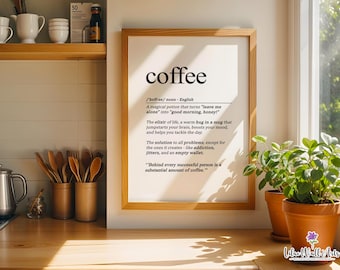 Coffee Definition Print: Coffee Poster, Humorous Kitchen Wall Art (Digital Download)