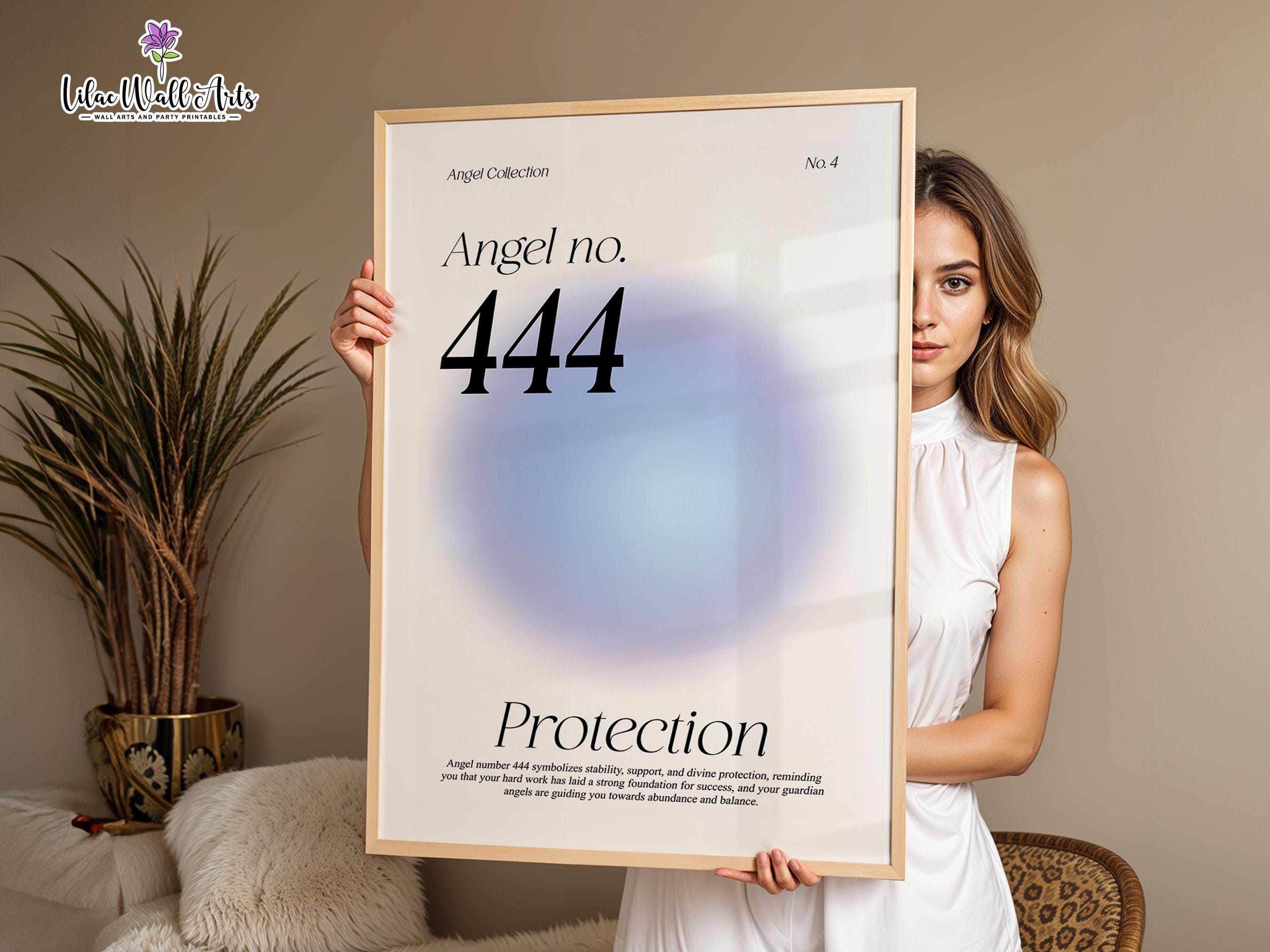 444 Angel Number Print: Blue Gradient Aura Art (digital Download