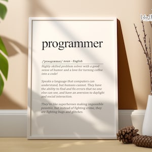 Zabawny programista Wydruk, plakat dla programisty stron internetowych, prezent dla kujonów, prezent dla oprogramowania, prezent dla programisty komputerowego dla programisty taty Wystrój Programista Humor