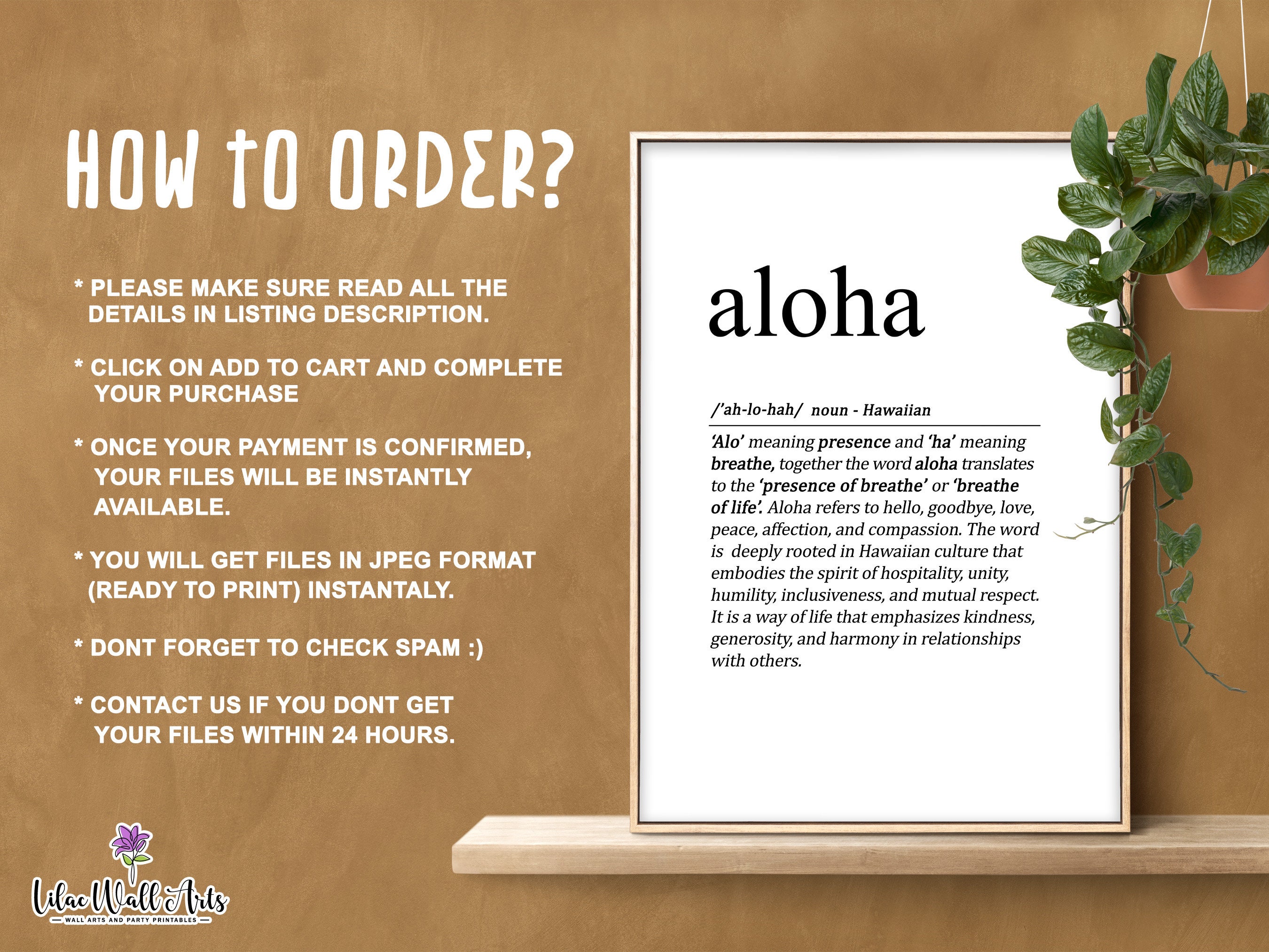 Aloha Definition Print: Hawaiian Wall Art, Aloha Poster (digital