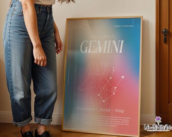 Gemini wall decor: Zodiac Aura Print, Constellation Astrology Wall Art (Digital Download)