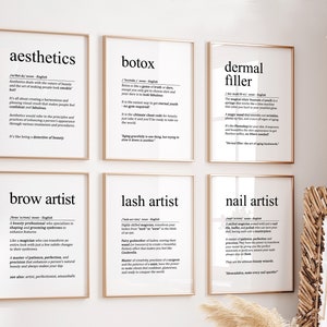 Set Of 6 Esthetician Décor, Beauty Salon Decor, Spa Wall Décor, Salon and Spa Décor, Aesthetics, Botox Décor, Dermal Filler, Lash Brow Decor