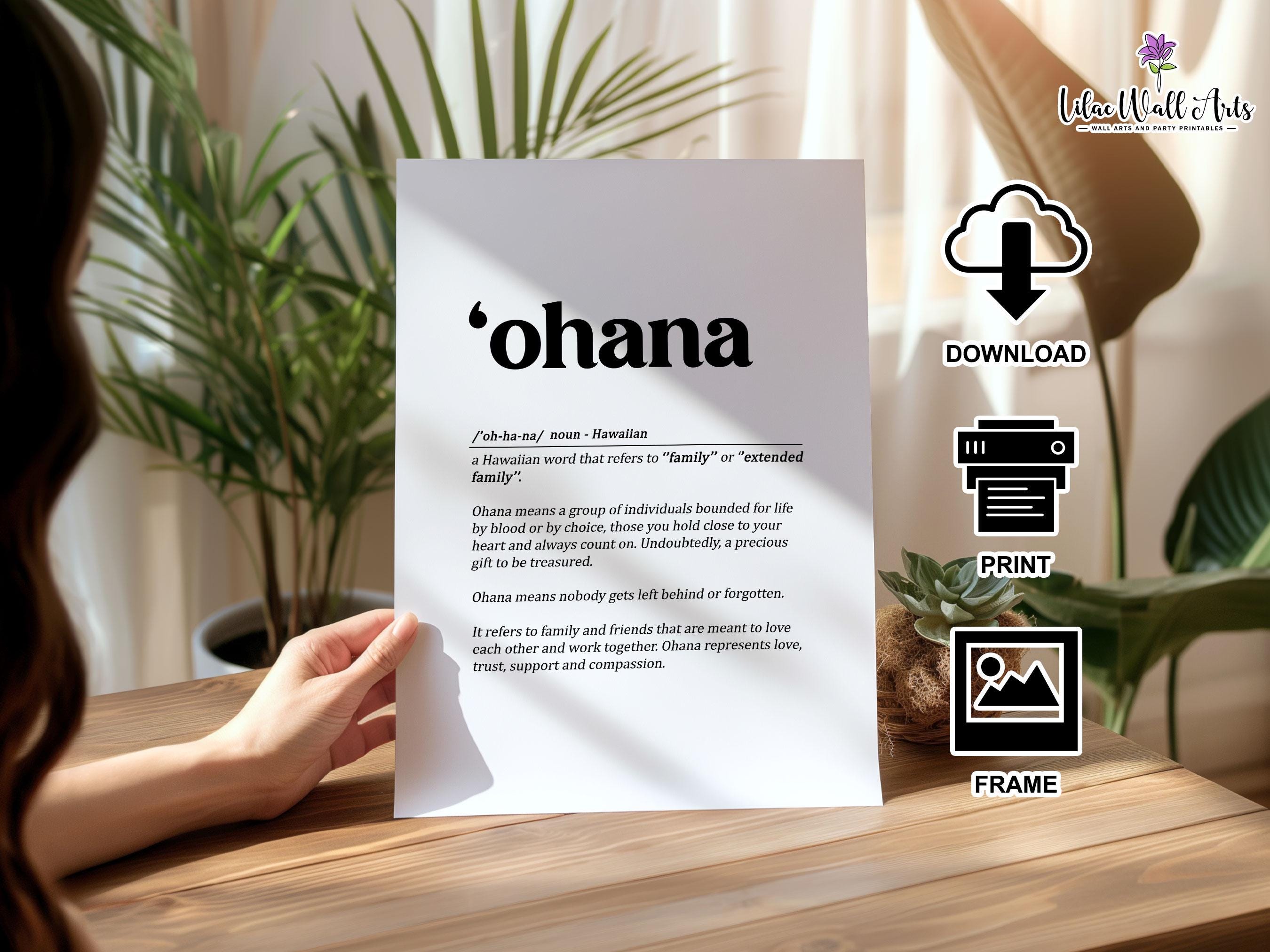 Ohana Definition Print: Hawaiian Wall Art, Ohana Poster (digital