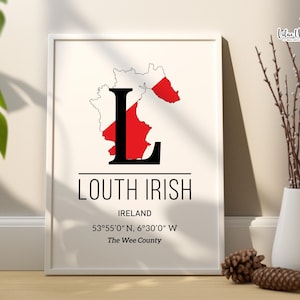 Louth Irish Gps Koordinaten Irland Print, Irische Karte von Irland Reisegeschenk, Irisches Poster, Irisches Wohndekor, Irisches Poster