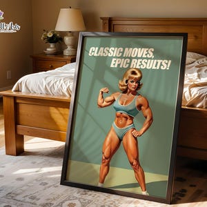 Retro Gym Girl Poster: Female Bodybuilding, Workout print, Fitness Motivation Wall Art (Digital) image 6