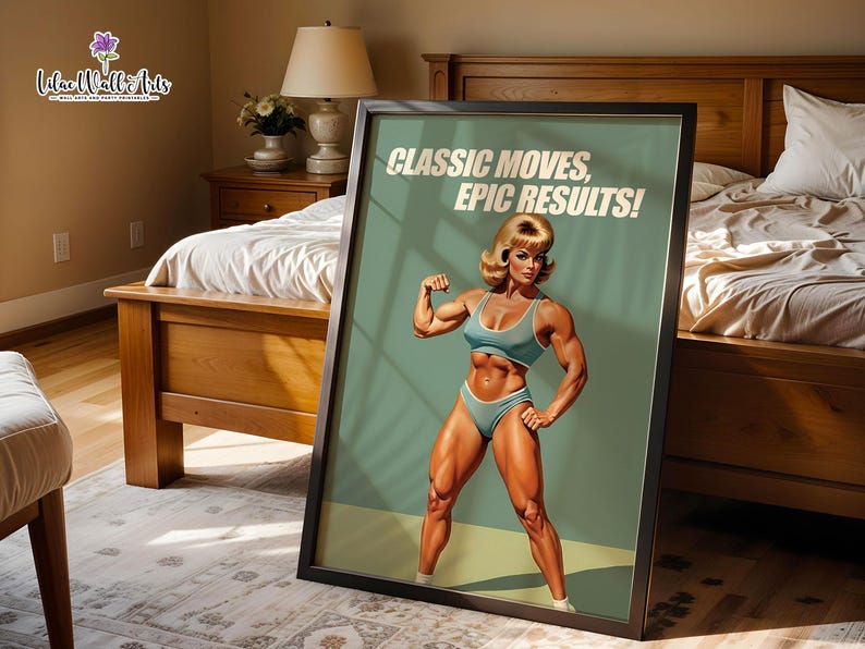 Retro Gym Girl Poster: Female Bodybuilding, Workout print, Fitness Motivation Wall Art (Digital) image 6