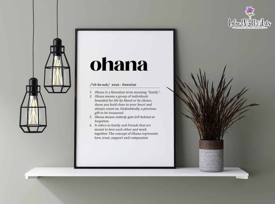 Ohana Definition, Hawaiian Wall Art, Ohana Wall Decor, Ohana Poster