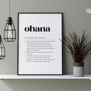 Ohana Definition, Hawaiian Wall Art, Ohana Wall Decor, Ohana Poster, Ohana Gift, Hawaiian Wall Decor, Ohana Wall Art, Ohana means Family