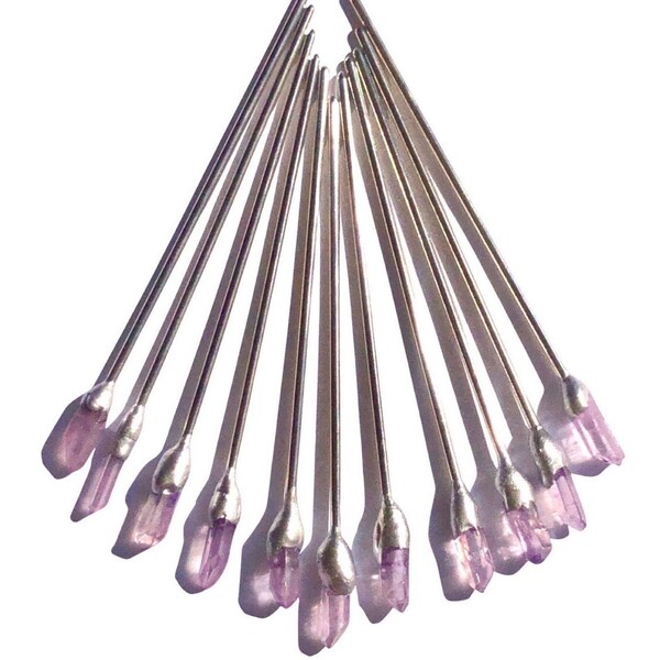 Silver Lavender Quartz Crystal Hair Sticks