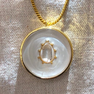 Very Powerful Crystal Necklaces 5G EMF orgonite protection necklace with herkimer diamond quartz crystal pendant 18k Gold