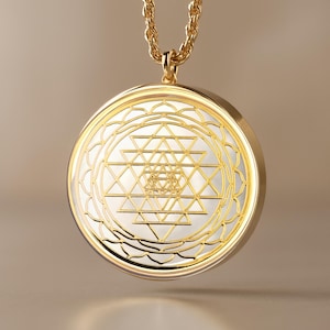Powerful Orgonite Necklace Shri Yantra Pendant, Gold/Silver, Crystal Necklace EMF Protection, Sacred Geometry image 1