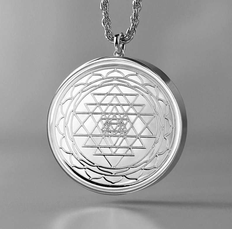 Powerful Orgonite Necklace Shri Yantra Pendant, Gold/Silver, Crystal Necklace EMF Protection, Sacred Geometry image 4