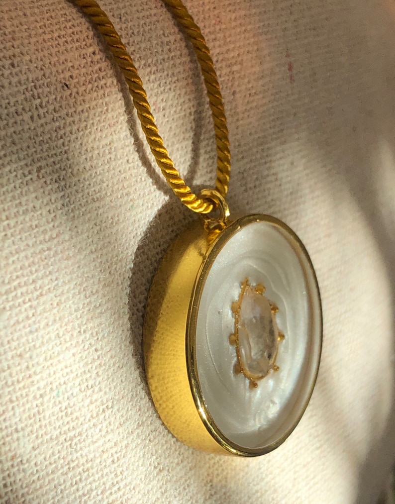 Very Powerful Orgonite Herkimer Diamond Necklace: 5G EMF Protection, 18k Gold imagen 4