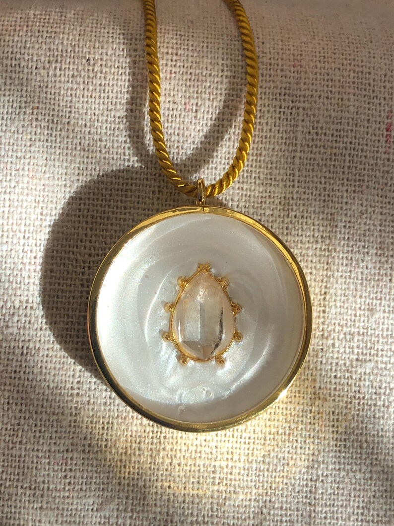 Very Powerful Orgonite Herkimer Diamond Necklace: 5G EMF Protection, 18k Gold imagen 14