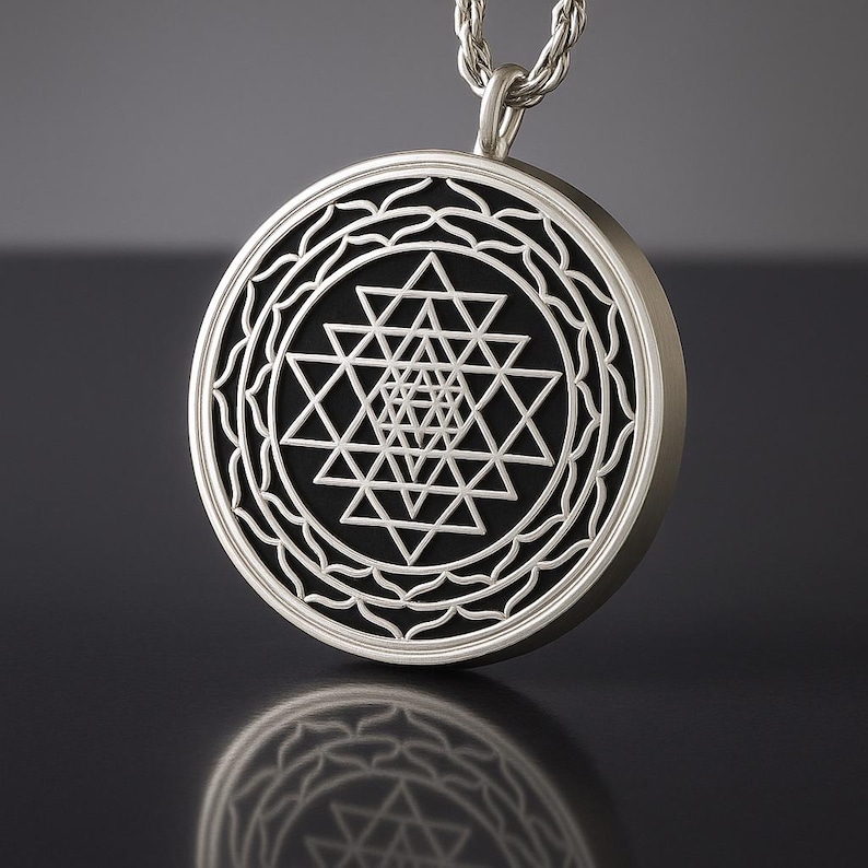 Powerful Orgonite Necklace Shri Yantra Pendant, Gold/Silver, Crystal Necklace EMF Protection, Sacred Geometry image 12