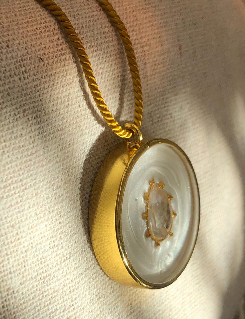 Very Powerful Orgonite Herkimer Diamond Necklace: 5G EMF Protection, 18k Gold imagen 15