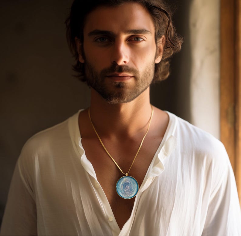 Celestine Orgonite-hänge: Halsband med chakra i 18 karat guld/silver bild 9