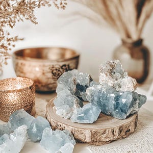 Celestine Orgonite-hänge: Halsband med chakra i 18 karat guld/silver bild 8