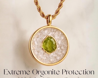 Collar de moldavita extremadamente potente: colgante de cristal de orgonita natural con protección contra campos electromagnéticos.