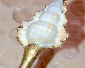 1 Sea Shell Hair Stick - Authentic Sea Shell 14k Gold Plated Hair Stick,  Beach Wedding