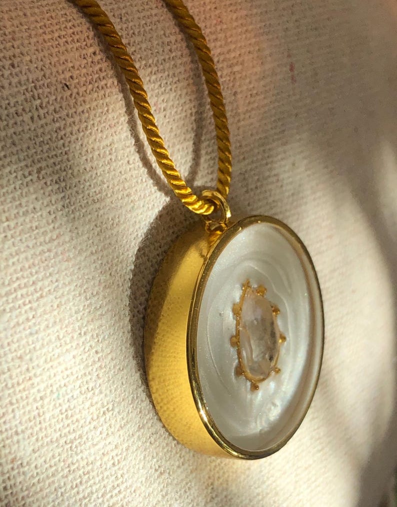 Very Powerful Orgonite Herkimer Diamond Necklace: 5G EMF Protection, 18k Gold imagen 13