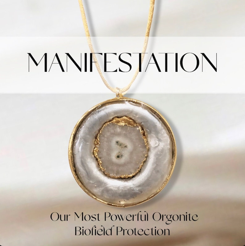 Extremely Powerful 5G EMF orgonite protection necklace, Solar quartz Crystal pendant 18k Gold Gift her him, Gift for her, Manifest Together image 1