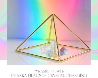 Small copper pyramid with 14k gold plating for chakra healing and crystal charging reiki and energy healing.