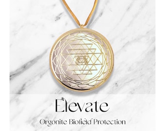 Elevate your energy with our Powerful Shri Yantra Organite protection pendant necklace, EMF and 5G with shungite, copper sacred geometry