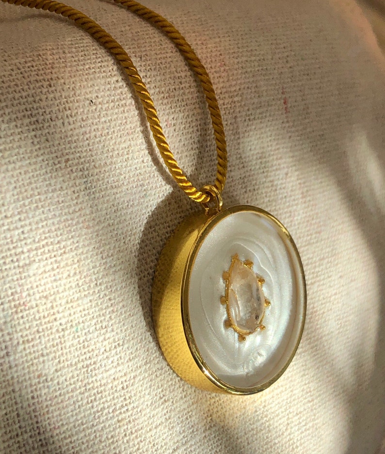 Very Powerful Orgonite Herkimer Diamond Necklace: 5G EMF Protection, 18k Gold imagen 2