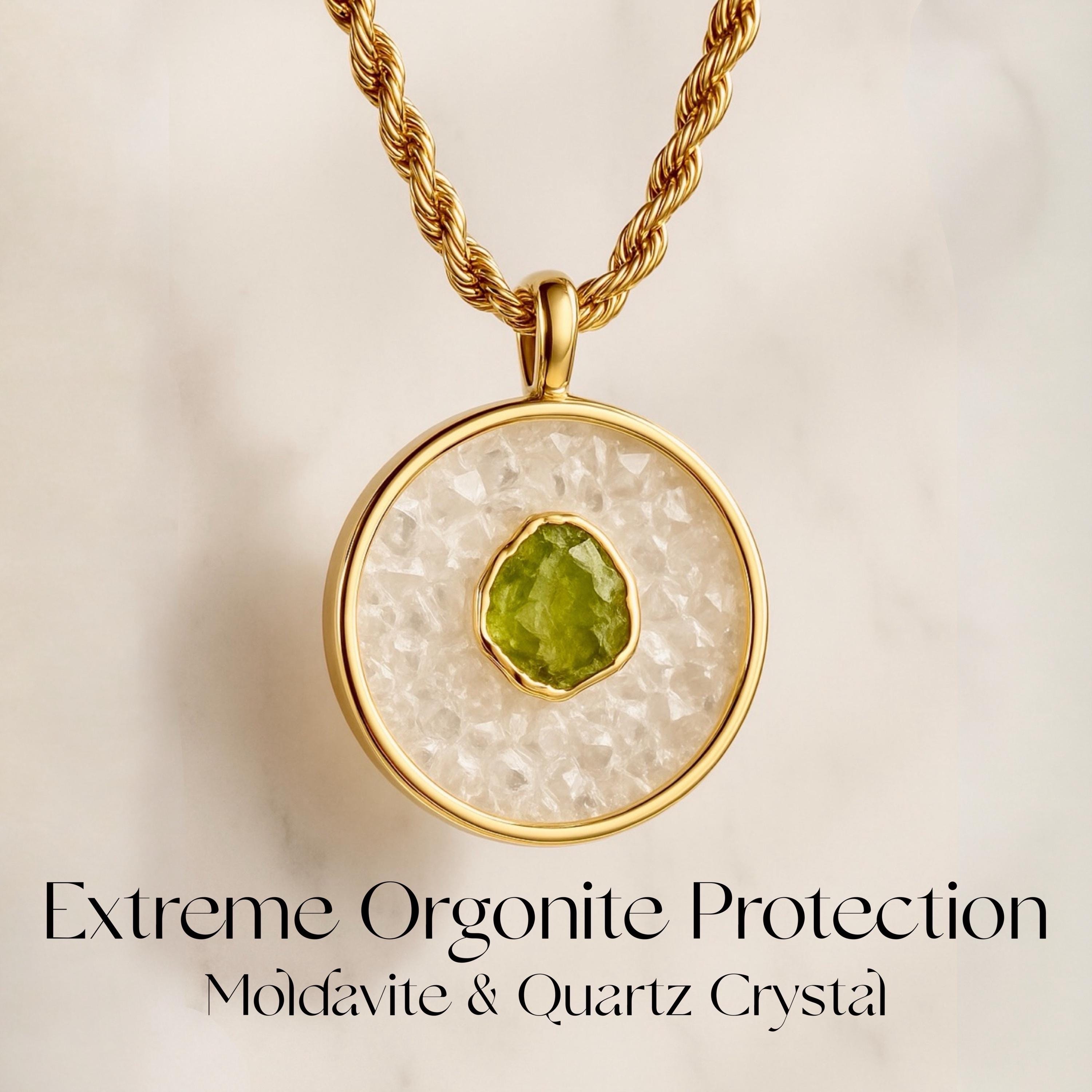 Entirely Zen 4 Layer Orgone Pendant – Amethyst, Black Tourmaline, Gold Healer, EMF & 5G Protection, Cord Necklace