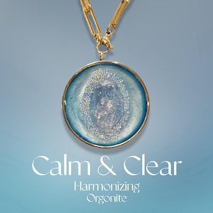 Celestine Orgonite-hänge: Halsband med chakra i 18 karat guld/silver bild 15