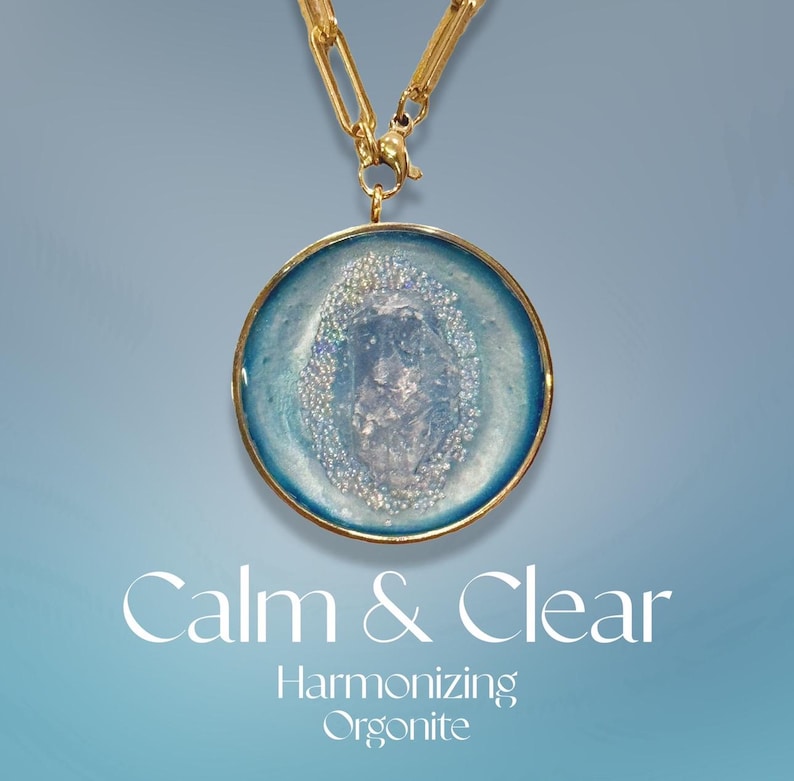 Celestine Orgonite-hänge: Halsband med chakra i 18 karat guld/silver bild 15