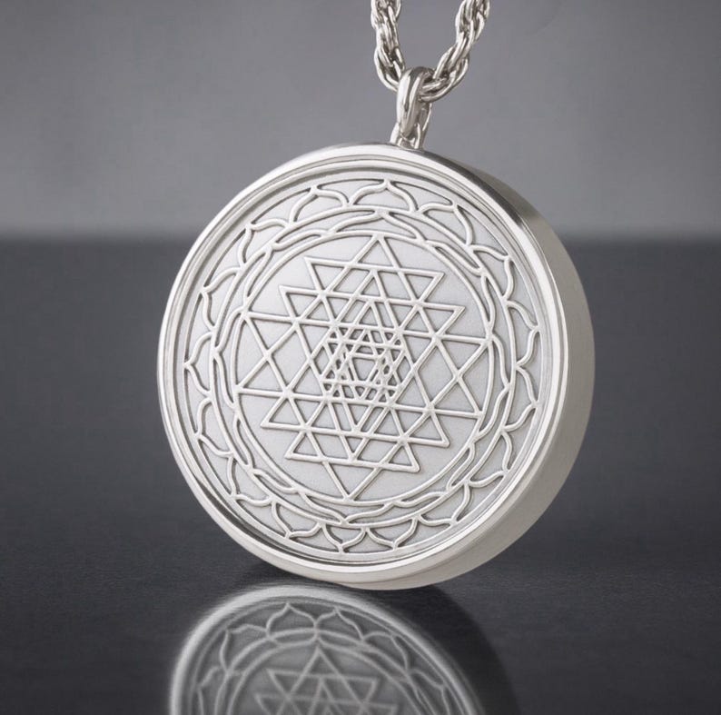 Powerful Orgonite Necklace Shri Yantra Pendant, Gold/Silver, Crystal Necklace EMF Protection, Sacred Geometry image 3