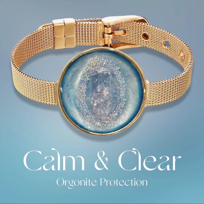 Celestine Orgonite-hänge: Halsband med chakra i 18 karat guld/silver bild 10