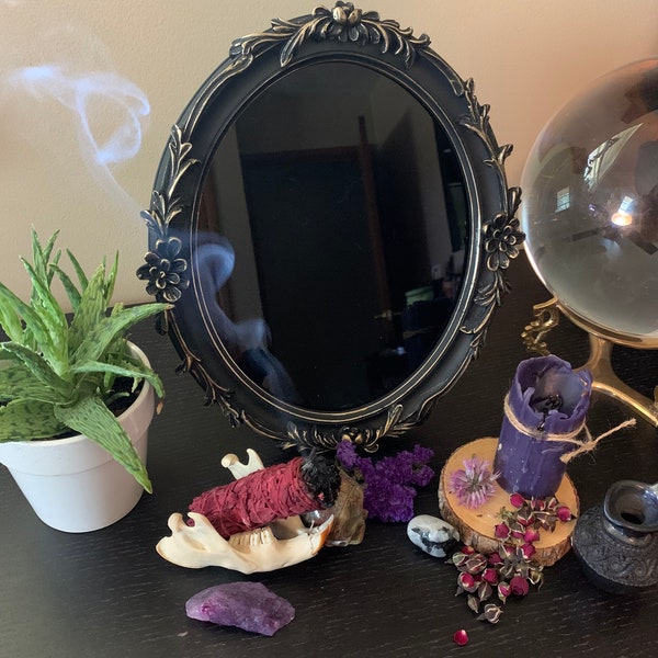 Victorian Black Scrying Mirror